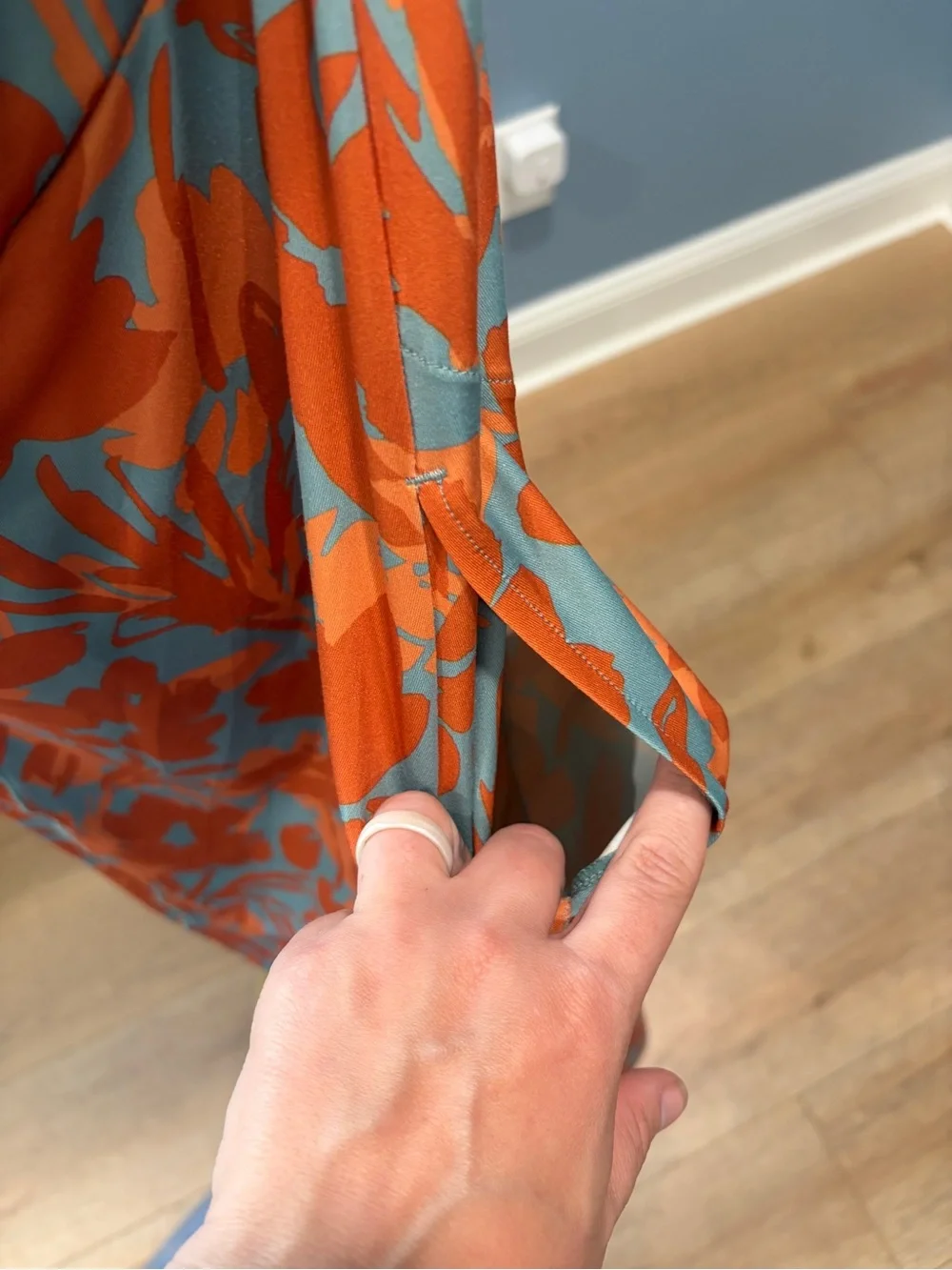 prAna XL Floral Open Back Midi Dress Orange Blue Sleeveless Racerback Dress